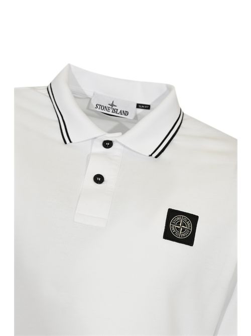 Polo maniche lunghe 2200012 in cotone pique White STONE ISLAND | 2200012S0018V1001